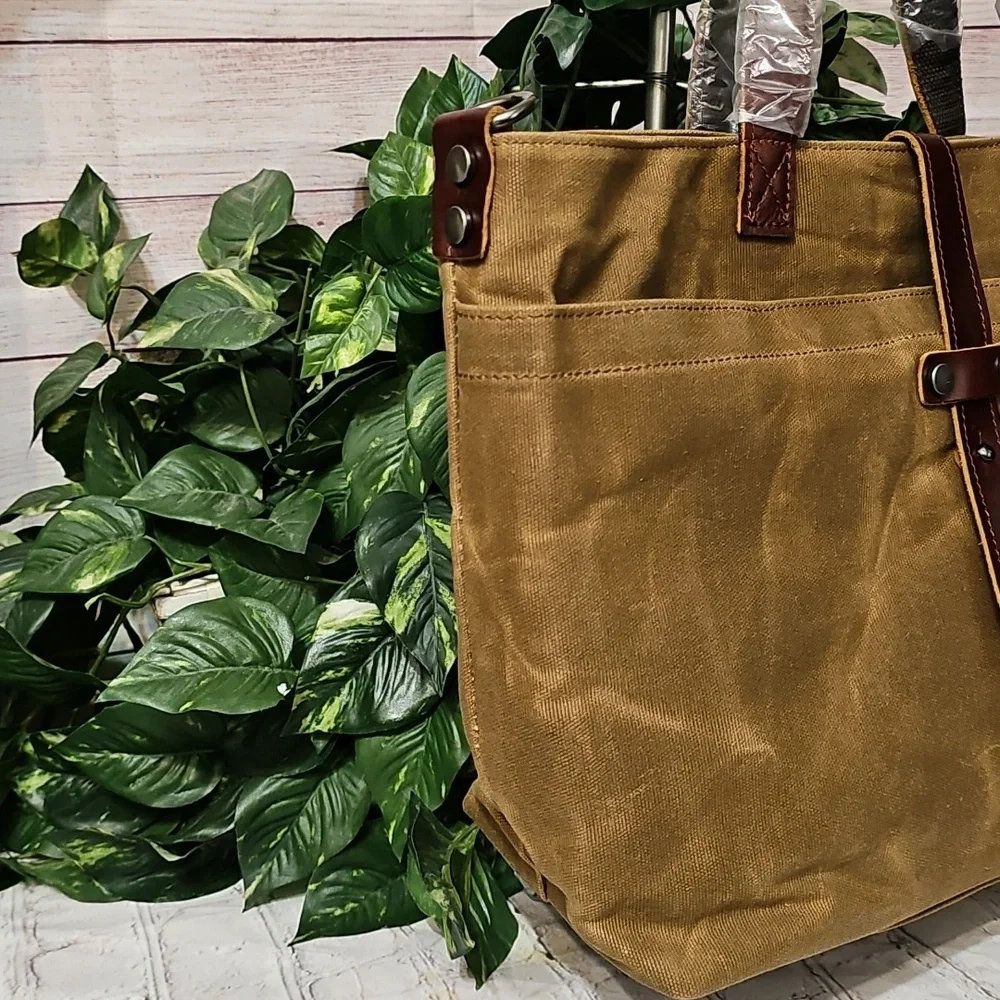Oiled Canvas Tote/Crossbody Bag In Spice NWOT